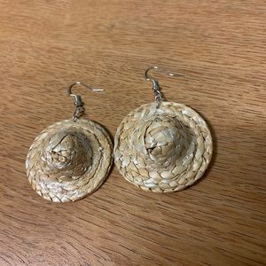 Mini Straw Hat Earrings